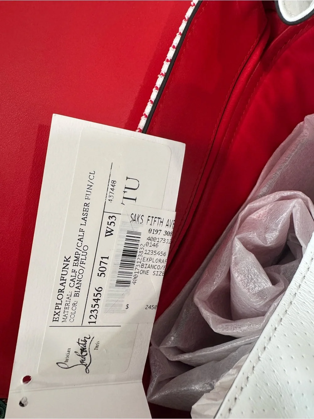 Christian Louboutin White and Neon Yellow Drawstring Backpack